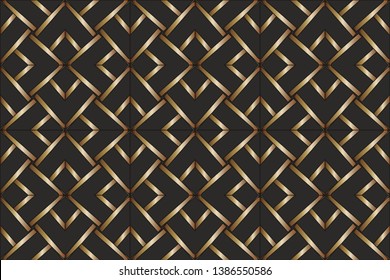 The texture pattern. Fashionable design with a predominance of geometric ornament. Illustration for design.Golden patterns on green background