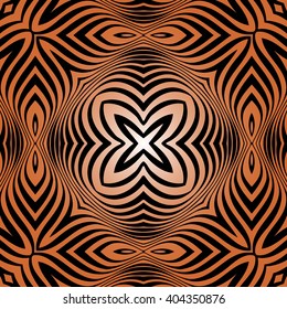 texture pattern illusion of the lines in the form of a symmetrical convex rhombus in a square on a background of golden gradient  