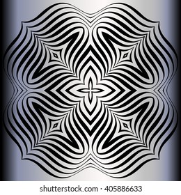 texture pattern illusion of the lines in the form of a symmetrical convex rhombus in a square on a background metal gradient