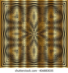texture pattern illusion of the lines in the form of a symmetrical convex rhombus in a square on a background of golden gradient 