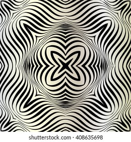 texture pattern illusion of the lines in the form of a symmetrical convex rhombus in a square on a background metal gradient