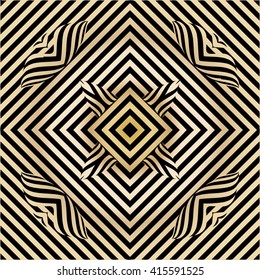 texture pattern illusion of the lines in the form of a symmetrical convex rhombus in a square on a background metal gold gradient