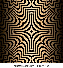 texture pattern illusion of the lines in the form of a symmetrical convex rhombus in a square on a background metal gold gradient