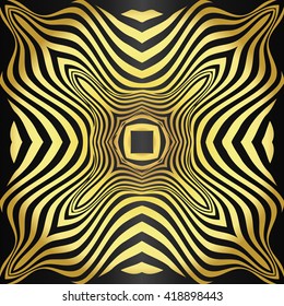 texture pattern illusion of the lines in the form of a symmetrical convex rhombus in a square on a background metal gold gradient