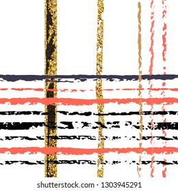 Texture pattern pencil hand drawn coral and gold trendy colors