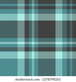 Patrón de textura trenzado del vector textil tartán con un corte de fondo de tela sin fisuras en colores grises y cian.