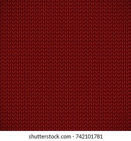 Texture pattern of red knitted jersey. Stock vector illustration.