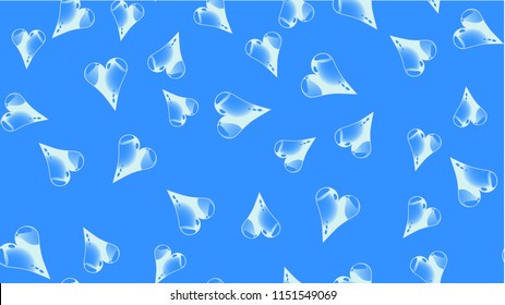 Texture pattern seamless from blue glass shimmering beautiful loving tender bright blue heartfelt festive favorite unique luxurious hearts. Back background Vector illustration.