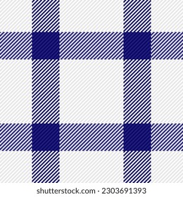 Texture pattern textile. Plaid vector seamless. Tartan check background fabric in blue and white colors.