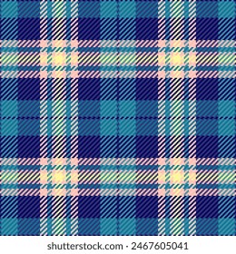 Texture pattern textile of vector tartan plaid with a check seamless fabric background in blue and cyan colors.