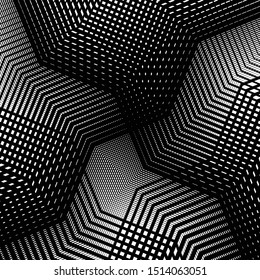 Texture, pattern with wavy, waving grid, mesh of lines. Billowy, zig-zag (criss-cross), undulating stripes, streaks. Abstract geometric background