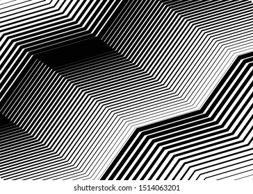 Texture, pattern with wavy, waving grid, mesh of lines. Billowy, zig-zag (criss-cross), undulating stripes, streaks. Abstract geometric background