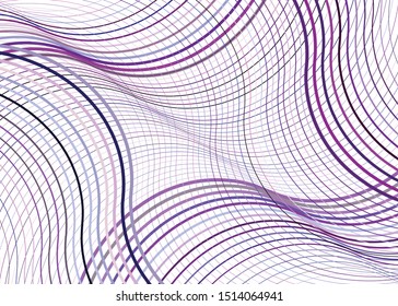 Texture, pattern with wavy, waving grid, mesh of lines. Billowy, zig-zag (criss-cross), undulating stripes, streaks. Abstract geometric background
