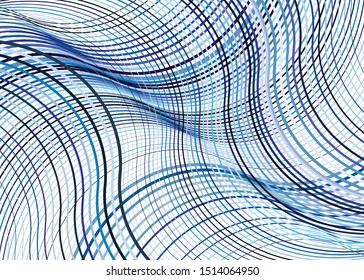 Texture, pattern with wavy, waving grid, mesh of lines. Billowy, zig-zag (criss-cross), undulating stripes, streaks. Abstract geometric background