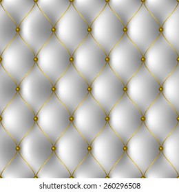 texture pattern with white upholstery with gold-plated threads and gold carnations