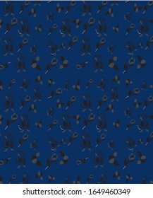 texture with patterns in the form of roses and leaves on a blue background