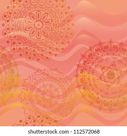 Texture with patterns as mandalas in pink tones