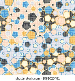 The texture of the pentagons with a translucent mesh on top. Fashionable pattern for clothes, walls and design.