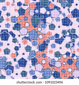 The texture of the pentagons with a translucent mesh on top. Fashionable pattern for clothes, walls and design.