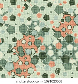 The texture of the pentagons with a translucent mesh on top. Fashionable pattern for clothes, walls and design.