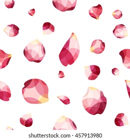 Texture from petals of roses isolated on white background. Vector seamless pattern. Modern geometric illustration