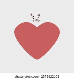Texture of pimk heart with a face of pet
