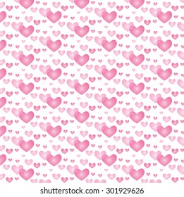 Texture of pink hearts in different sizes on a white background. March 8, Valentine's Day, 2026