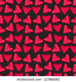 Texture of pink hearts on a black background, editable vector seamless repeating pattern. Design for wedding decoration, Valentine's day, for fabric, Wallpaper.
