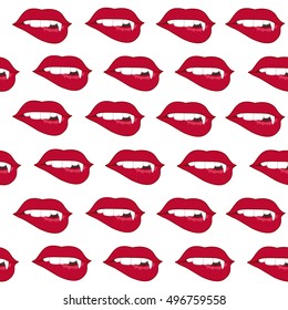 texture of pink lips with fangs on Halloween