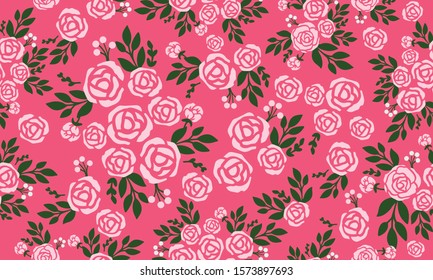 Texture of pink rose flower beautiful, seamless vintage floral pattern.