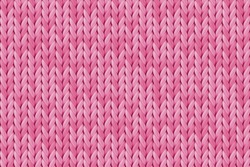 Texture Of Pink Wool Knit. Seamless Knitted Background. Vector Illustration Of Knitwear For Background, Wallpaper, Wrapping Paper, Webpage Backdrop. Template For Romantic Valentine Greeting Card.
