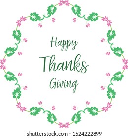 Texture of pink wreath frame, for card thanksgiving. Vector