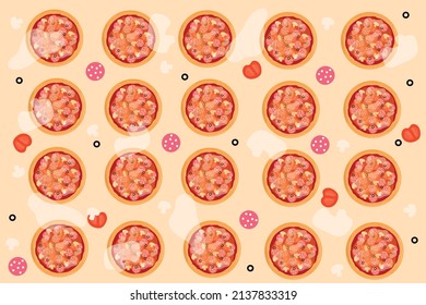 texture of pizza and ingredients for pizza tomato mushrooms salami