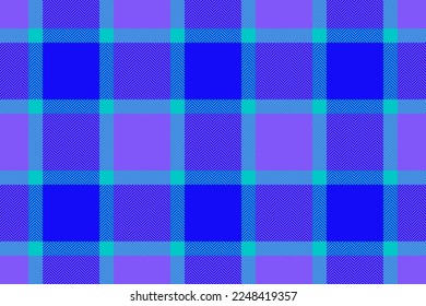 Texture plaid fabric. Background textile pattern. Tartan check vector seamless in violet and turquoise colors.