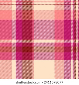 Texture plaid fabric of pattern tartan background with a vector check textile seamless in pink and red colors.