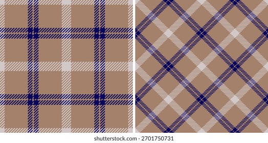 Tejido a cuadros de textura de Vector textil sin costuras con un patrón de fondo a cuadros de tartán. Conjunto en colores crema para bolsos de moda para las mujeres.