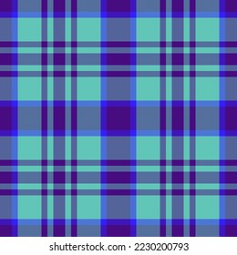 Texture plaid fabric. Textile vector tartan. Pattern background seamless check in blue and turquoise colors.