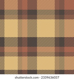 Texture plaid seamless of check fabric textile with a background vector pattern tartan in amber and orange colors.
