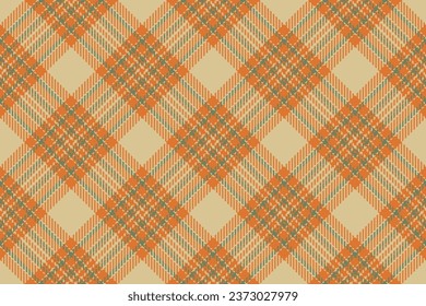 Texture plaid vector of check background fabric with a seamless pattern tartan textile in orange and amber colors.