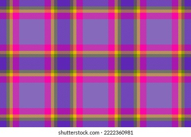 Texture plaid vector. Check textile background. Seamless pattern tartan fabric in violet and green colors.