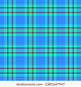 Texture plaid vector of pattern check tartan with a fabric textile seamless background in cyan and blue colors.