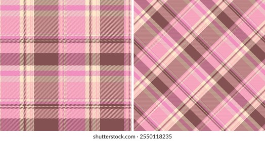 Texture plaid vector of pattern seamless background with a textile check fabric tartan. Set in skin colours. Valentine day celebration ideas.