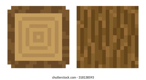 Texture for platformers pixel art vector - brown tree trunk isolated