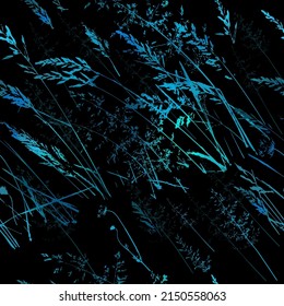 Texture, print design for fabric, background. grass seamless pattern. Natural pattern. On a black background. Vector illustration