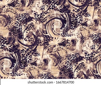 Texture of print fabric striped leopard for background.