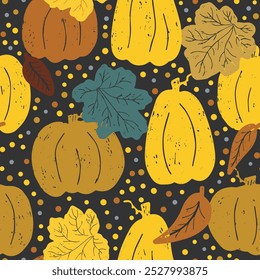 Texture pumpkin pattern in scandinavian style. Vector seamless pattern	
