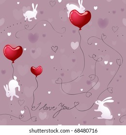 Texture Rabbits with Valentine hearts