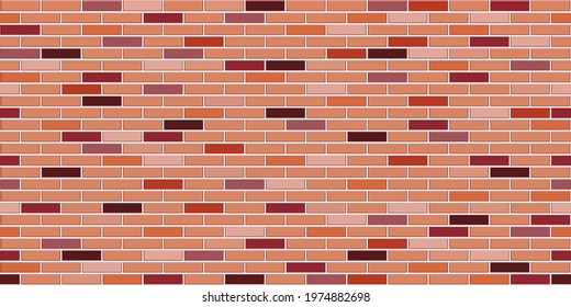 Texture of a realistic multicolored brick wall. Brick wall seamless pattern. Background brickwork for portraits, objects. Vector illustration.