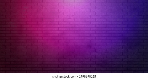 Texture of a realistic neon red-lilac brick wall. Brick wall pattern. Neon background brickwork for portraits, objects. Vector illustration.