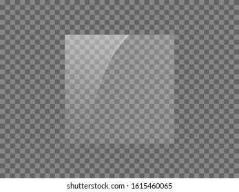 The texture of rectangle glass plate, mirror, windows. Light effect for a picture or a mirror. Beautiful realistic reflection. The interior of the house stock vector